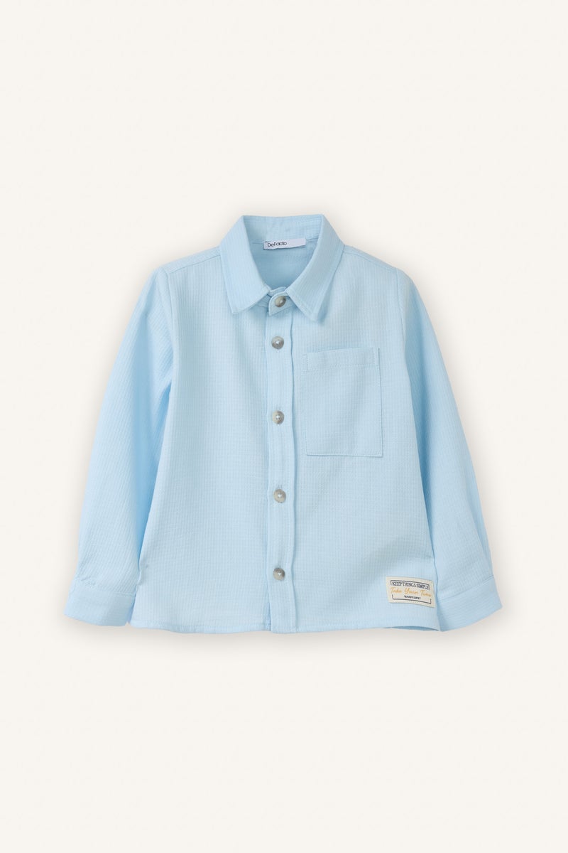 DeFacto Blue BabyBoy Baby Boy Shirt Collar Cotton Long Sleeve Shirt Casual - Image 1